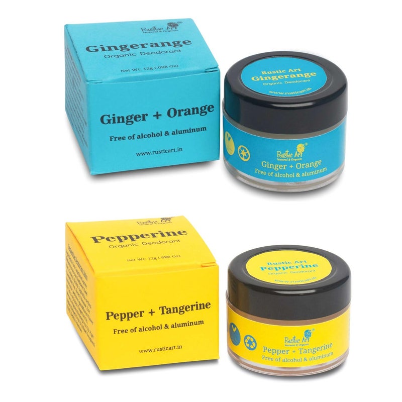 Rustic Art Rustic Art Organic Deodorant with Vitamin E Vegan Unisex Free of Alcohol Aluminum Duo Deo Pepperine Gingerange Lasts up to 12 hours For Women Men 12 g 2