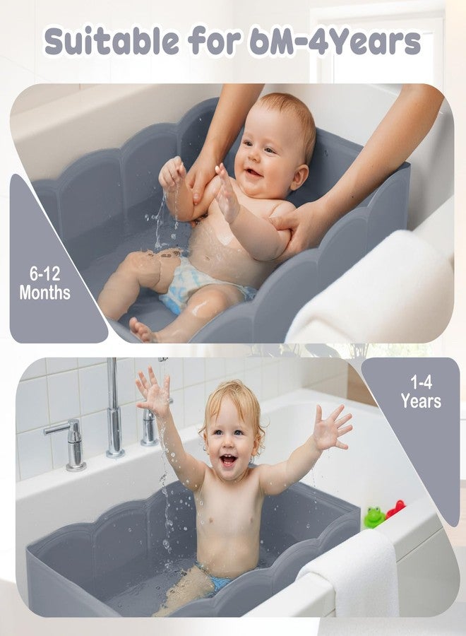 ICECTR Collapsible Baby Bathtub for Shower,Reinforced Structure Infant Foldable Bath Tub with Non-Slip Base,Portable Space-Saving Kids Bath Tub for 6M to 4Years,Suitable for Outdoor, Travel Use(Grey) - Image 2