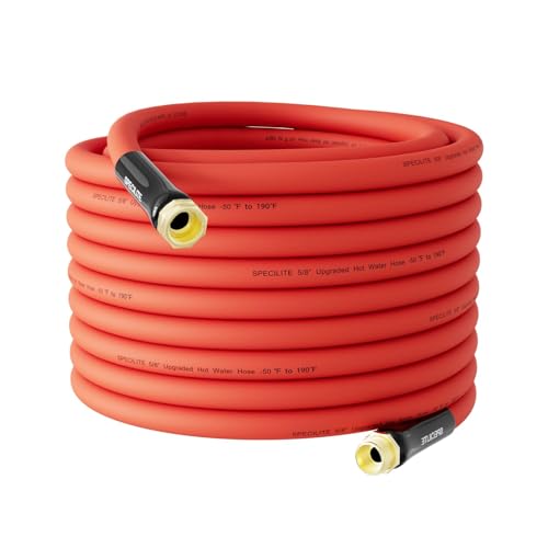 SPECILITE 5/8" Hot/Cold Garden Water Hose 100 ft, -50℉-190℉,Flexible & Lightweight With 3/4" Brass Fittings for Yard, Outdoor, Farm, Red - Image 1