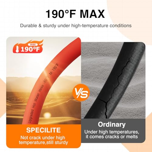 SPECILITE 5/8" Hot/Cold Garden Water Hose 100 ft, -50℉-190℉,Flexible & Lightweight With 3/4" Brass Fittings for Yard, Outdoor, Farm, Red - Image 2