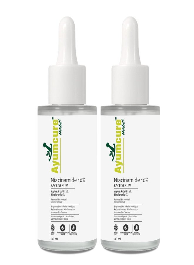 Ayumcure 10% Niacinamide & 2% Alpha Arbutin Face Serum 30 ml | Brightening & Hydrating | With 1% Hyaluronic Acid | Fades Dark Spots, Pigmentation & Acne Scars | For All Skin Types (Pack of 2)