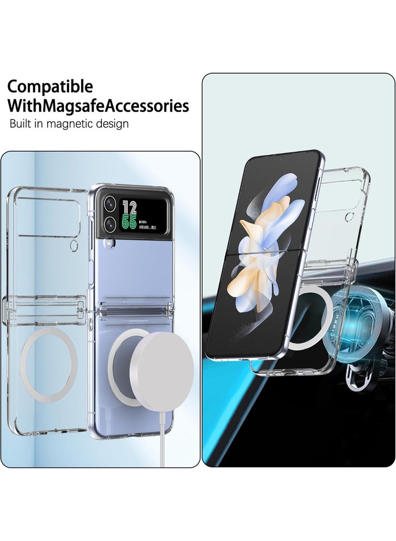 Magsafe Case for Samsung Galaxy Z Flip 4 Magsafe Clear Cover Magnetic Wireless Charging Support, Shockproof Protection, Scratch-Resistant for Samsung Galaxy Z Flip 4 - Clear - Image 3