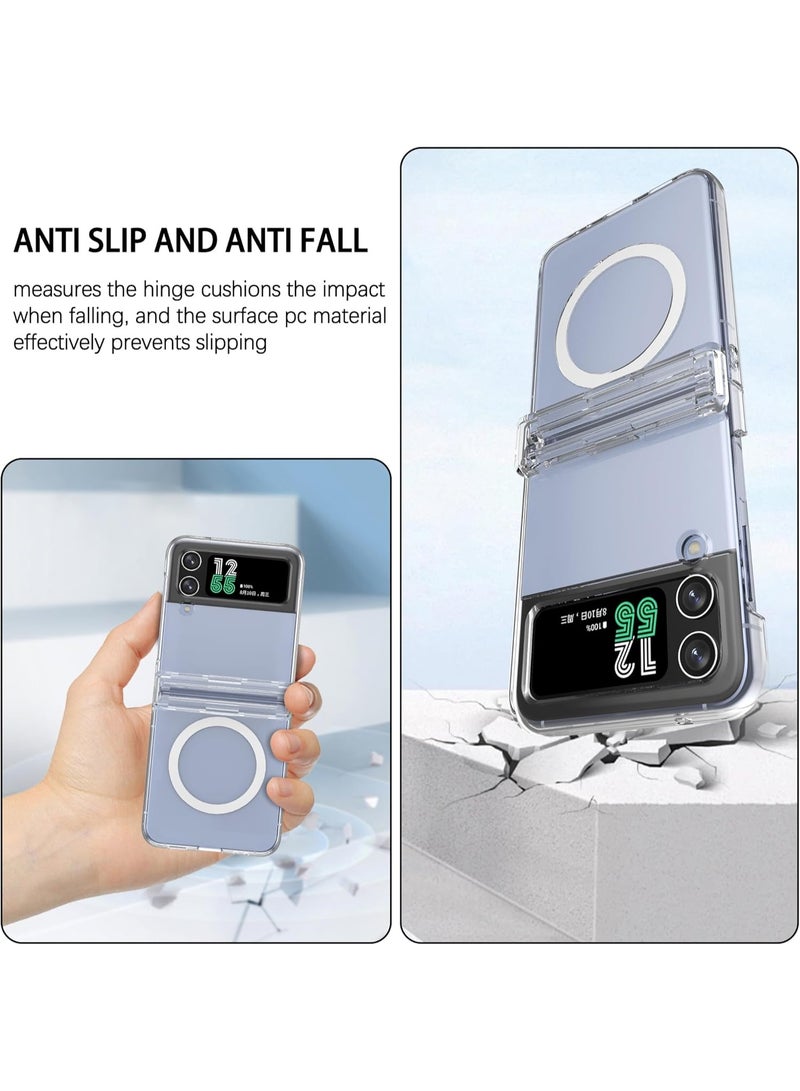 Magsafe Case for Samsung Galaxy Z Flip 4 Magsafe Clear Cover Magnetic Wireless Charging Support, Shockproof Protection, Scratch-Resistant for Samsung Galaxy Z Flip 4 - Clear - Image 4