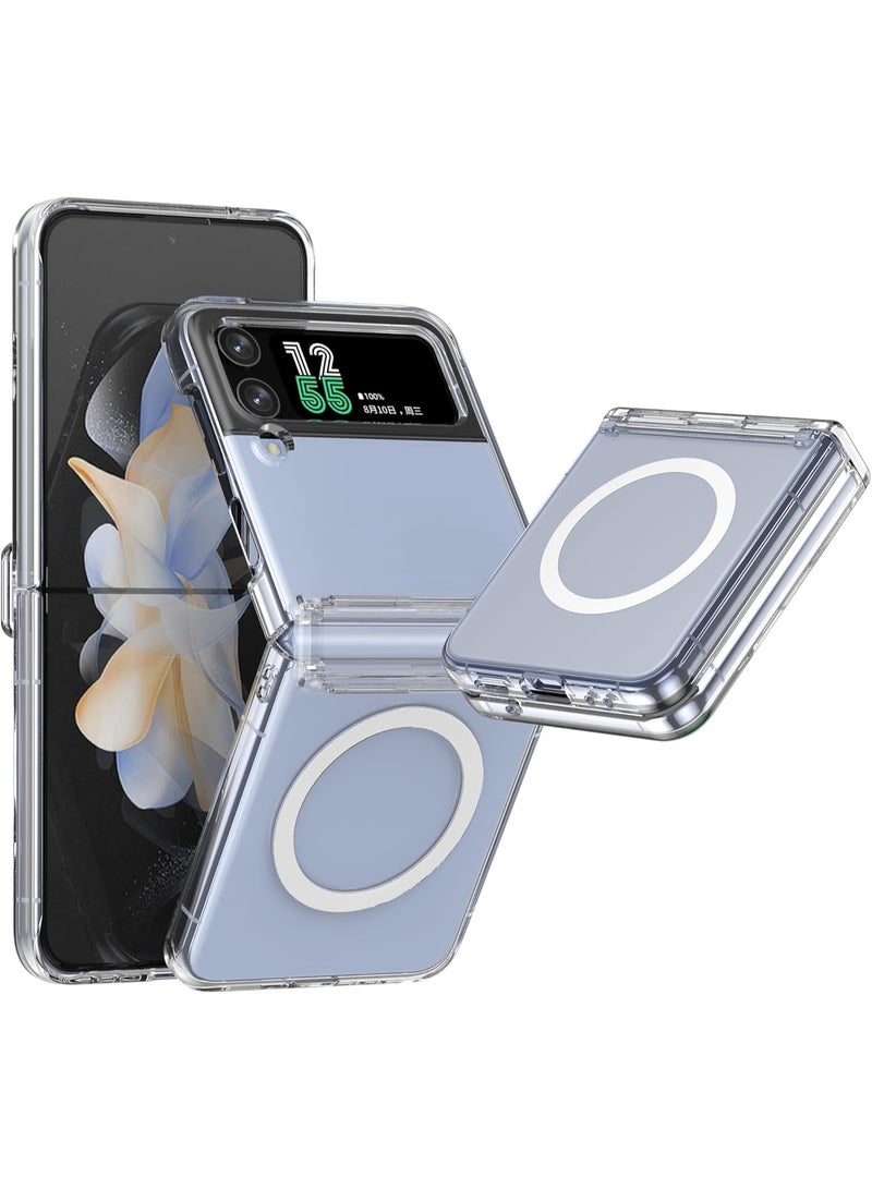 Magsafe Case for Samsung Galaxy Z Flip 4 Magsafe Clear Cover Magnetic Wireless Charging Support, Shockproof Protection, Scratch-Resistant for Samsung Galaxy Z Flip 4 - Clear - Image 1