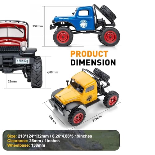 EAZYRC FMS FCX24 Power Wagon 124 RC Crawler Brushed 4x4 RTR Rock Crawler with Portal axle 2Speed Transmission PC Hard Body RC Car for Adults and Gift - Image 5
