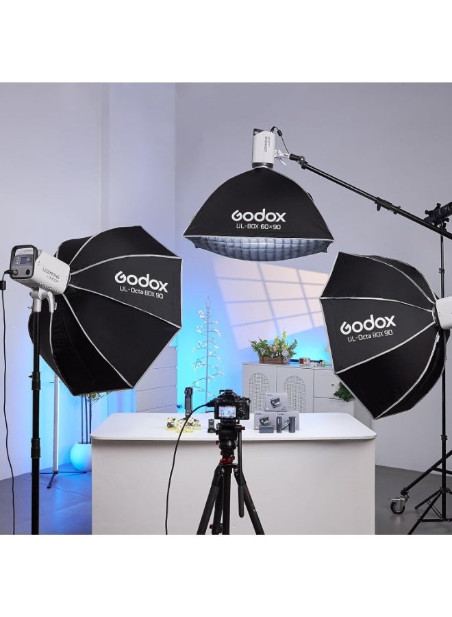 Godox UL-BOX Octa 90 Umbrella Softbox 90cm Quick Release Octagonal Softbox with Grid Bowens Mount Collapsible Light Modifier for Studio Video Photography Compatible with SL60W SL100D SL100Bi MS200-V MS300-V DP400III-V - Image 3