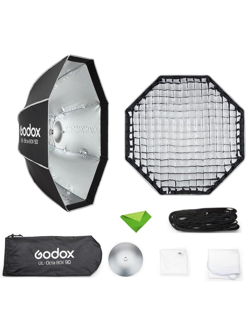 Godox UL-BOX Octa 90 Umbrella Softbox 90cm Quick Release Octagonal Softbox with Grid Bowens Mount Collapsible Light Modifier for Studio Video Photography Compatible with SL60W SL100D SL100Bi MS200-V MS300-V DP400III-V - Image 2