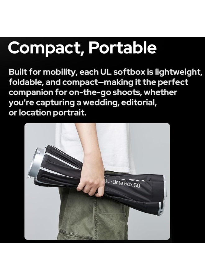 Godox UL-BOX Octa 90 Umbrella Softbox 90cm Quick Release Octagonal Softbox with Grid Bowens Mount Collapsible Light Modifier for Studio Video Photography Compatible with SL60W SL100D SL100Bi MS200-V MS300-V DP400III-V - Image 5