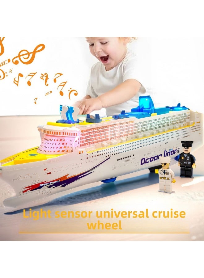 Large 49CM Electric Toy Boat Imitation Model Real Light Music Induction Universal Children's Cruise Ship Stall Supply Free Shipping-Color:49CM Ocean Cruise Ship (color Box Version Without Battery)  - Image 1