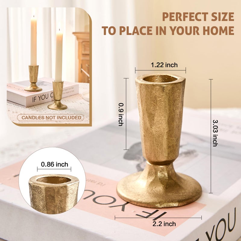 LEORAY Cast Iron Taper Candle Holder Set of 2, Antique Brass Candlestick Holders Decorative Candle Stand, Tapered Candle Holders Tall Set for Wedding, Holiday, Home Decor, Christmas Decoration (Gold) - Image 5