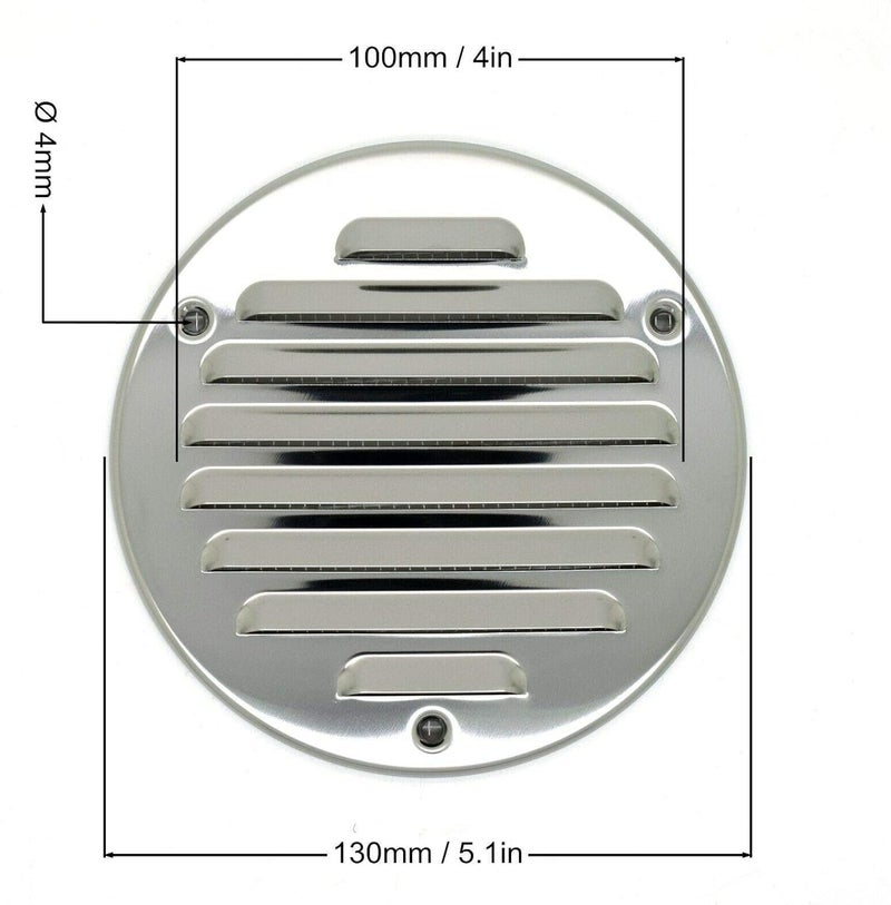 Generic SolaDirect Ø 100 mm / 4 in Stainless Steel Flat Round Air Vent Grille Metal Cover Circle Ducting Ventilation  - Image 2