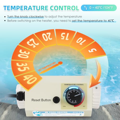 Mxmoonant Pool Heater 3KW 220 240V, Electric Hot Tub Heater Water Thermostat with Temperature Control Self Heating for 500 Gals Spa, Bathtub, Swimming Pool (Hardwired) - Image 2