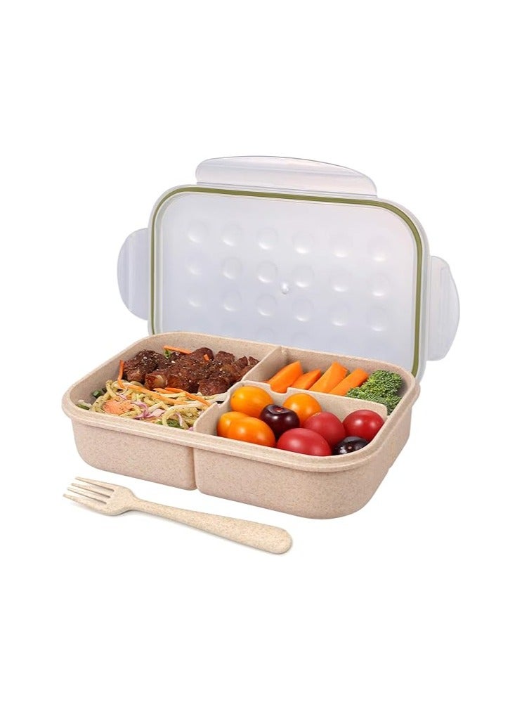 Jeopace صندوق بينتو من جيوبيس للكبار، حاوية غداء للأطفال، مكون من 3 أقسام، مصنوع من مواد آمنة للطعام، خالٍ من مادة BPA، مقاوم للتسرب - أخضر/بيج - Image 1