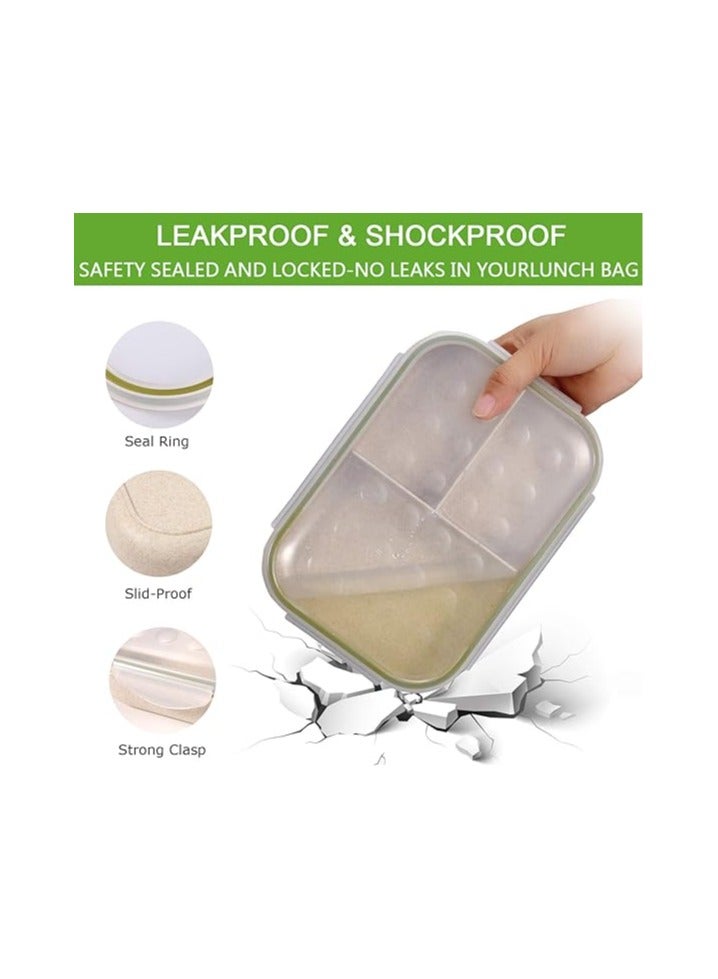 Jeopace صندوق بينتو من جيوبيس للكبار، حاوية غداء للأطفال، مكون من 3 أقسام، مصنوع من مواد آمنة للطعام، خالٍ من مادة BPA، مقاوم للتسرب - أخضر/بيج - Image 3