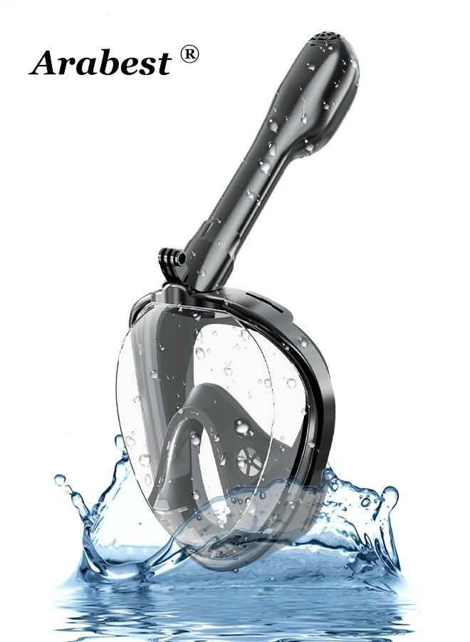 Arabest Full Face Snorkel Mask for Adults with Latest Dry Top System, Foldable 180 Degree Panoramic View Snorkeling Mask with Camera Mount, Safe Breathing, Anti-Leak&Anti-Fog, Adjustable Straps - Image 1