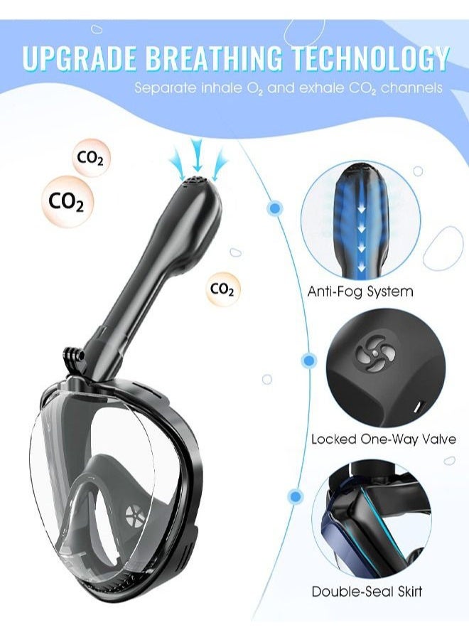 Arabest Full Face Snorkel Mask for Adults with Latest Dry Top System, Foldable 180 Degree Panoramic View Snorkeling Mask with Camera Mount, Safe Breathing, Anti-Leak&Anti-Fog, Adjustable Straps - Image 3