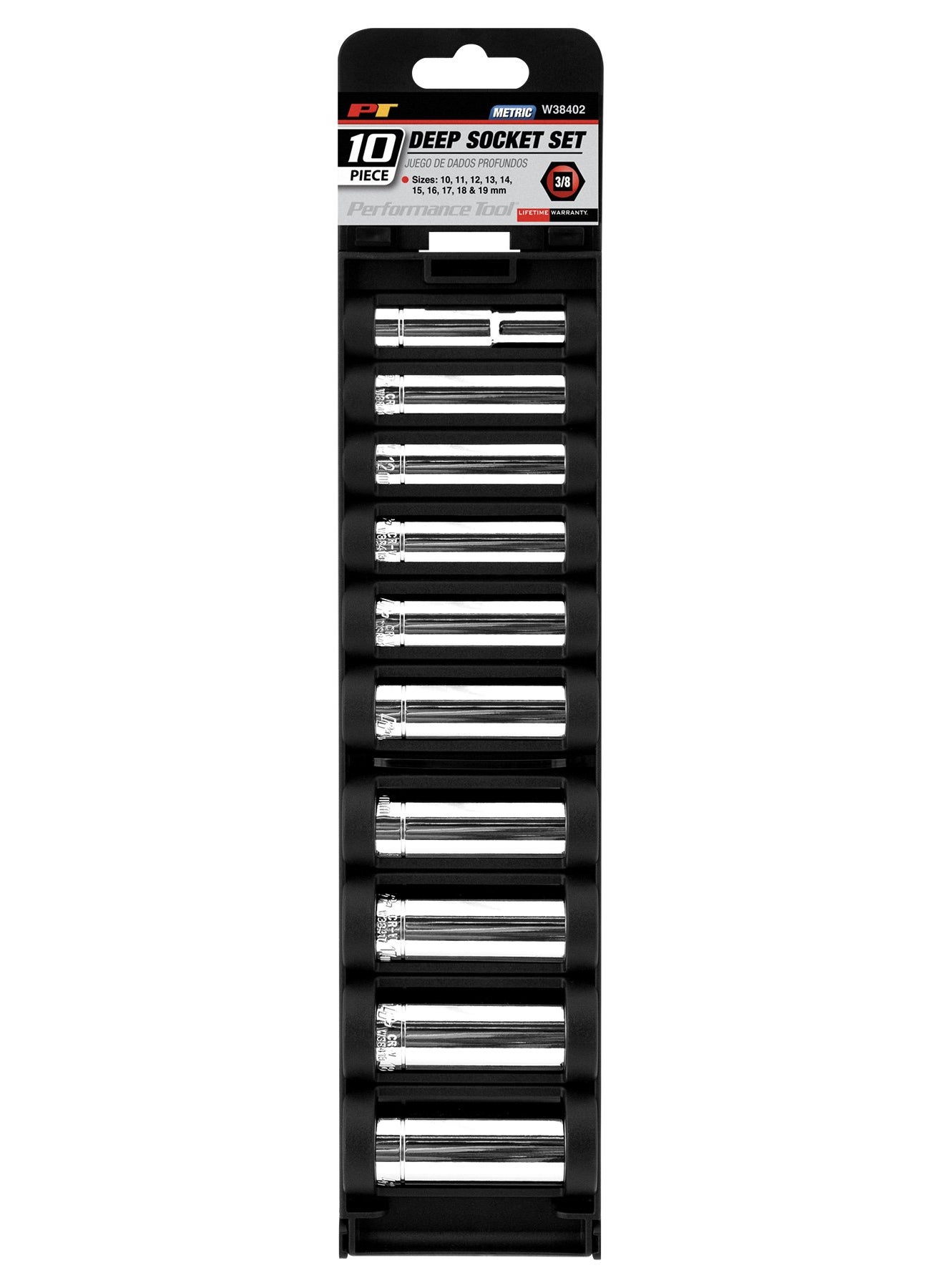 Performance Tool Performance Tool W38402 3/8-Inch Drive 10-Piece Metric Deep Socket Set  - Image 2