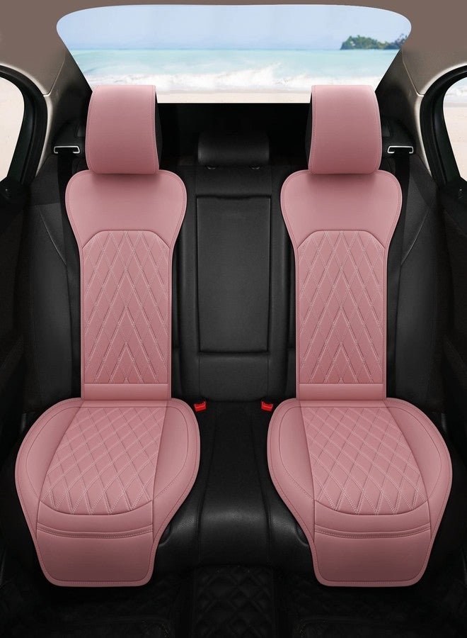 Sanwom Universal Front Leather Car Seat Covers - Pink 2 Pcs Luxury Seat Covers, Anti-Slip Waterproof Auto Driver Covers Fit SUV Pickup Van Sedan, Chevy Silverado GMC Sierra Dodge Ram Tacoma Ford - Image 3