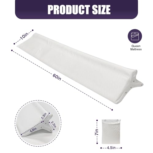 JZHLLA Triangle Bed Gap Filler Queen High Density Foam Headboard Gap Filler Pillow with 2 PCS Pockets and Removable Washable Cover, Prevent Items from Falling - Image 2