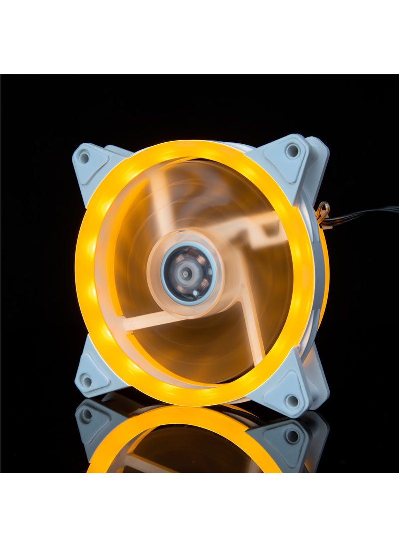 Generic Aurora Eclipse 16LED 12025 Dual Ring PC Case FanDouble ring white frame yellow light Double ring white frame yellow light 