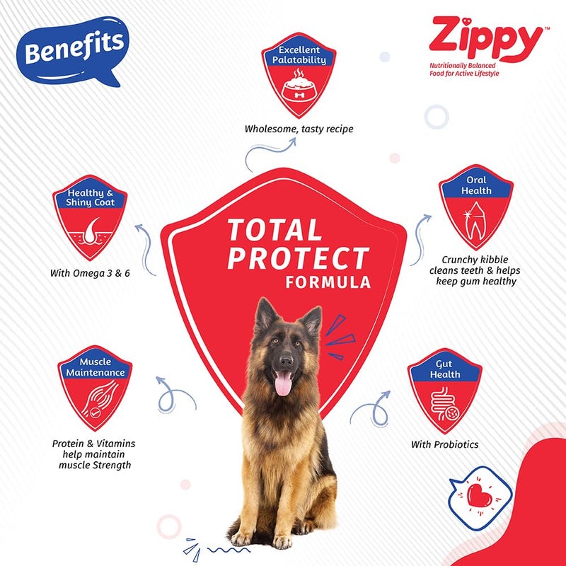 Zippy Adult Dry Dog Food - 3 Kg, Chicken & Vegetables, Nutritionally Complete & Balanced Food for All Breeds, with Vitamins, Minerals, Probiotics & Salmon Oil - Image 4