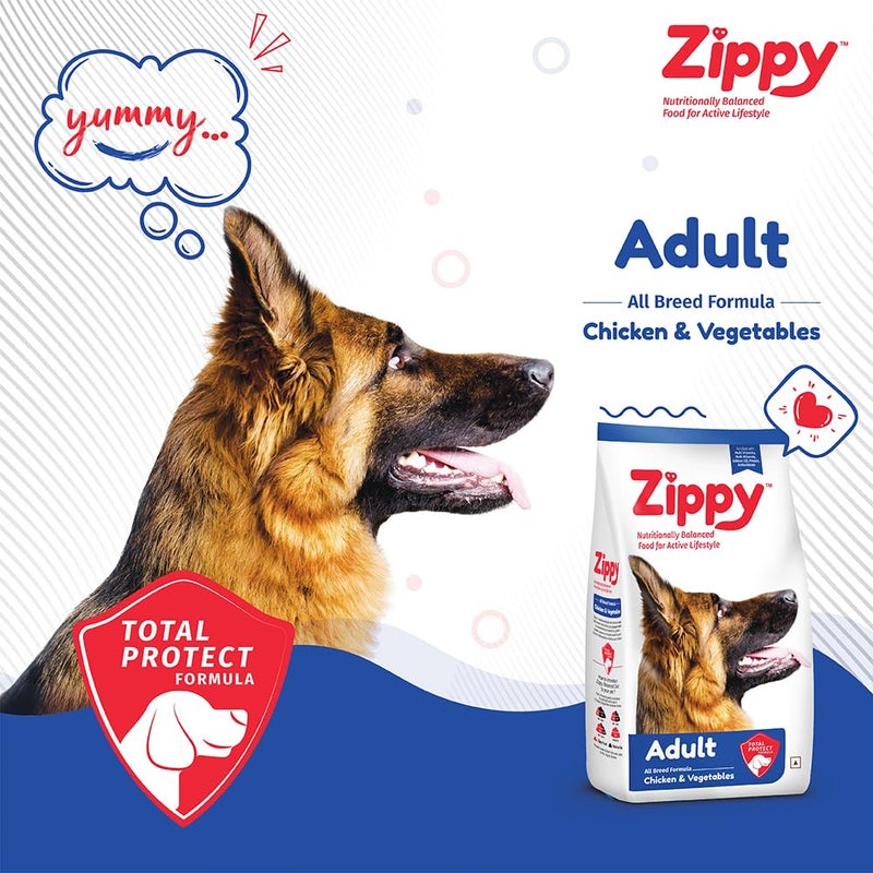 Zippy Adult Dry Dog Food - 3 Kg, Chicken & Vegetables, Nutritionally Complete & Balanced Food for All Breeds, with Vitamins, Minerals, Probiotics & Salmon Oil - Image 3