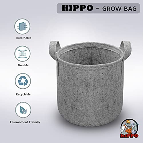 HIPPO 5 Pack Grow Bag Heavy Duty 400G Thickened Non-Woven Fabric Plant Growing Pot for Outdoor Garden (Grey || 8INX10IN) - Image 3