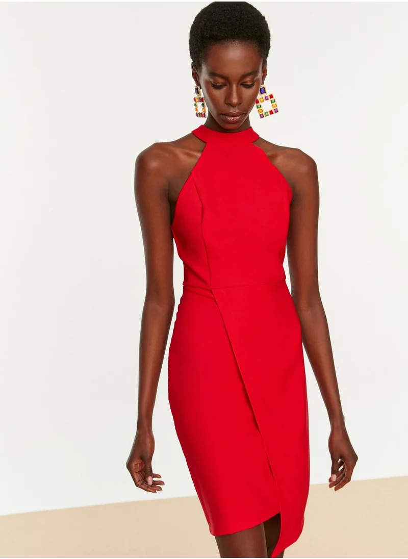 trendyol Asymmetrical Halter Neck Dress