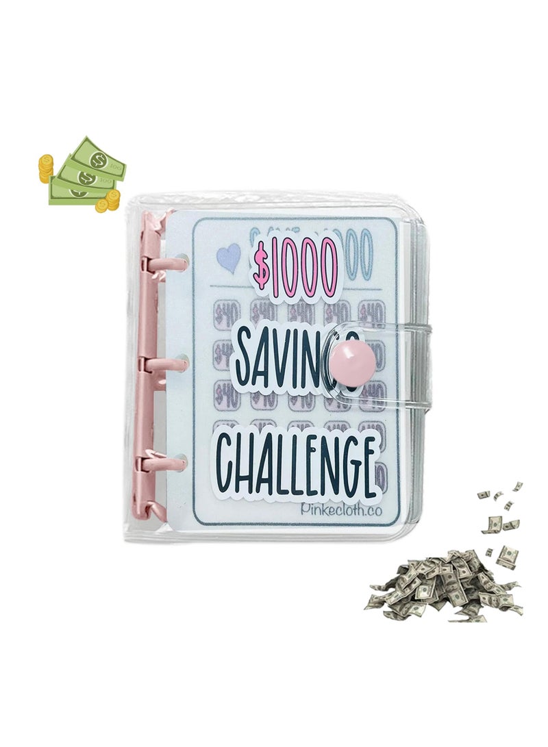 1000 Savings Challenge Binder with Envelopes, Reusable Budgeting Book, Mini Cash Envelope System for Savings Goals, Perfect Gift for Money Management (1 Pack) - Image 1