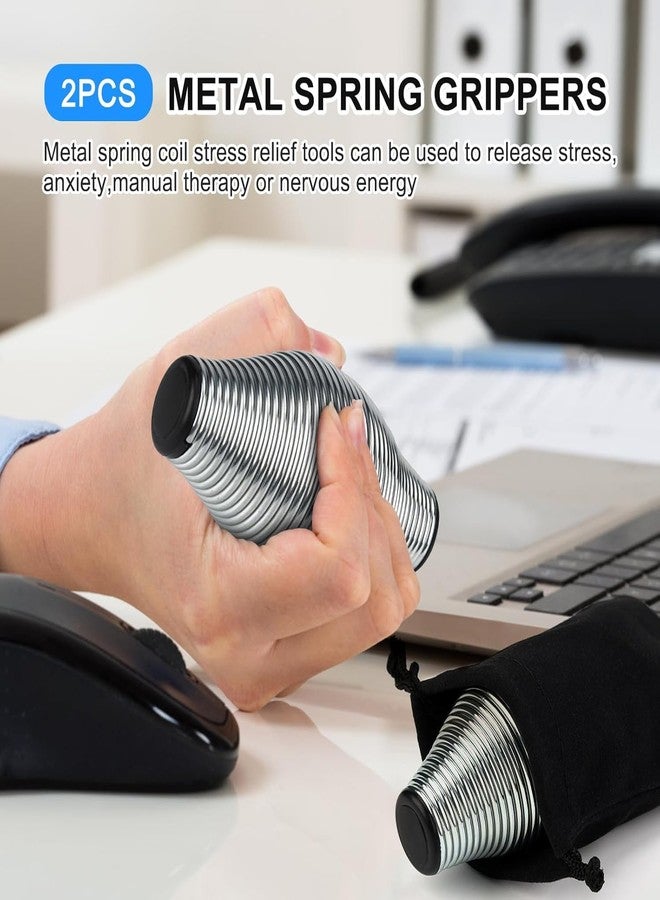 DROZIP Spring Grip Coil Ball, Handheld Fidget Toys for Adults, Help Relief Stress Anxiety Tension, Relieve Fatigue Relax Muscles Finger Strengthener Steel Exerciser Trainer (Silver) - Image 5