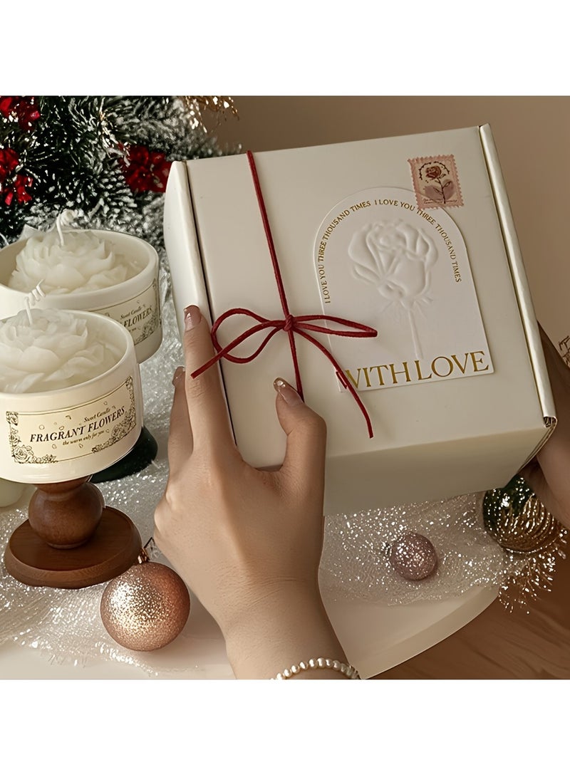 Luxurious Flower-Shaped Gardenia Candle, 5.3oz Soy Wax with Rose & Jasmine Aroma - Burns 150 Hours, Perfect for Valentine's Day, Birthdays, Weddings, Graduations, Christmas | Elegant Gift Box with "with Love" Stamp  - Image 3