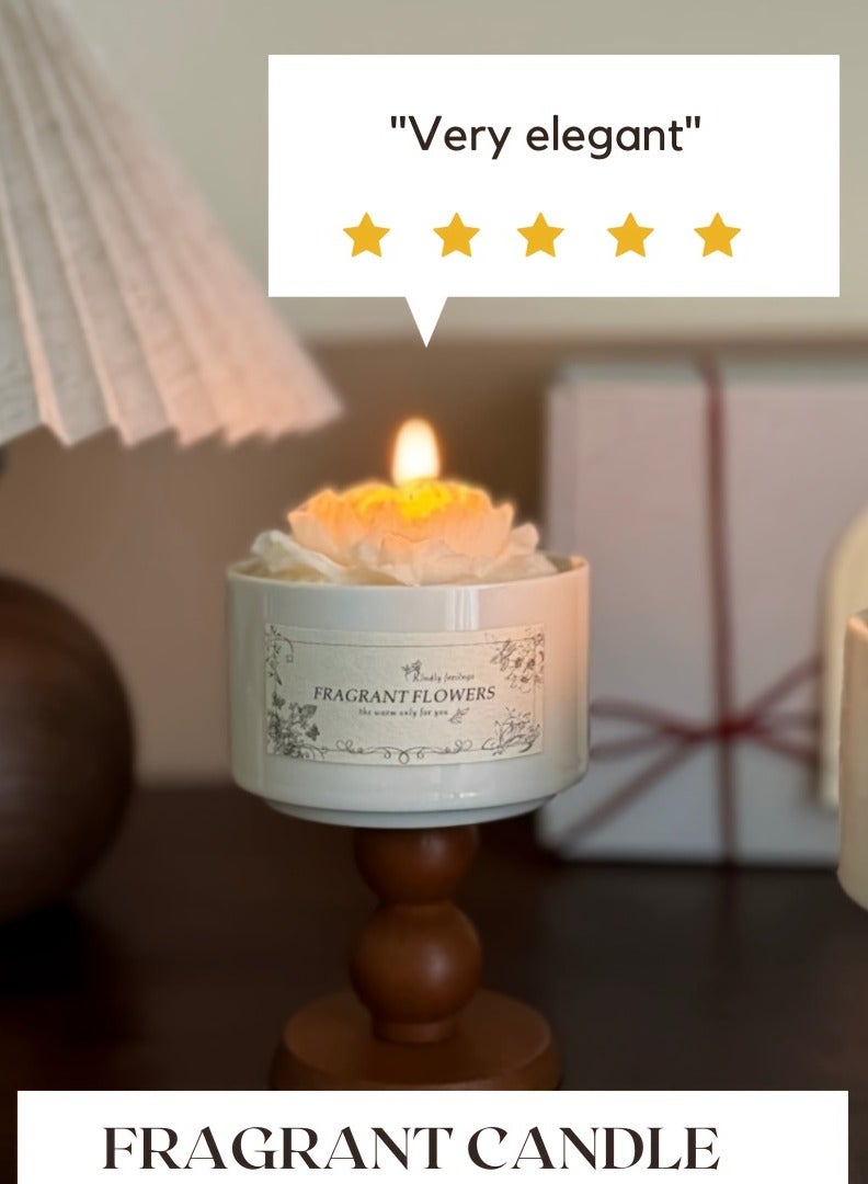 Luxurious Flower-Shaped Gardenia Candle, 5.3oz Soy Wax with Rose & Jasmine Aroma - Burns 150 Hours, Perfect for Valentine's Day, Birthdays, Weddings, Graduations, Christmas | Elegant Gift Box with "with Love" Stamp  - Image 4