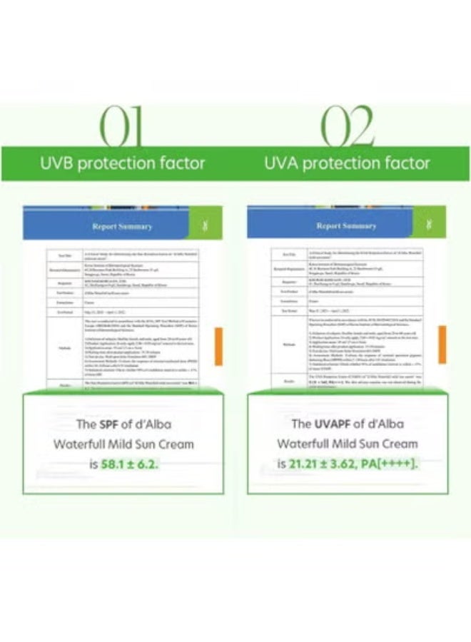 d'Alba White Truffle Waterfull Mild Sunscreen, Vegan, Mineral Sunscreen, SPF 50+ PA++++, Non-Nano Sunscreen Suitable for Sensitive Skin, Gentle & Light Finish, Korean Skincare - Image 5