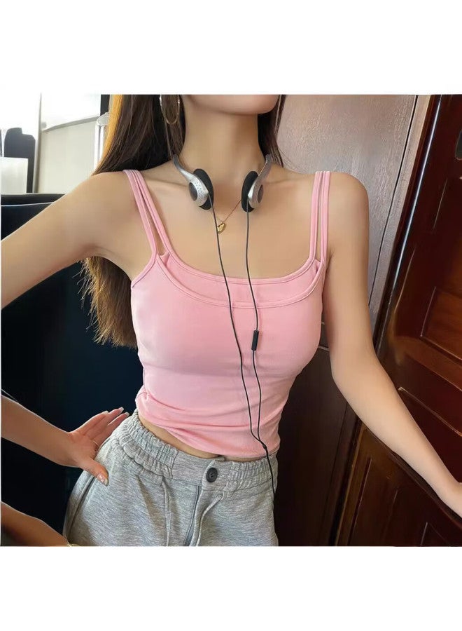 Modal Summer Camisole Tank Top With Chest Pad, New Style Backless Bandeau For 25 Years, Fashionable Backless Inner Wear, Fake Two-piece Top For Outer Wear - Image 2