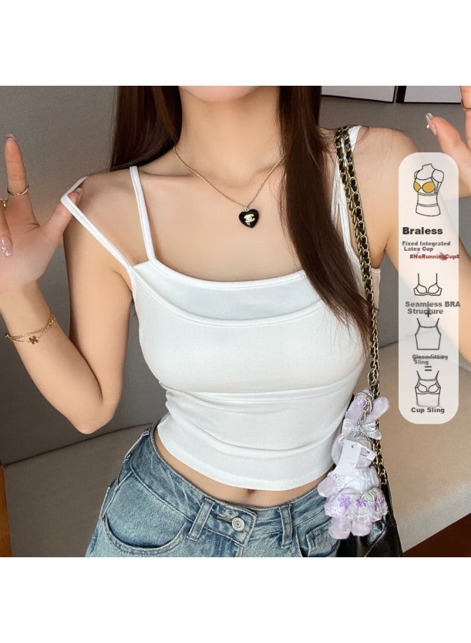 Modal Summer Camisole Tank Top With Chest Pad, New Style Backless Bandeau For 25 Years, Fashionable Backless Inner Wear, Fake Two-piece Top For Outer Wear - Image 1