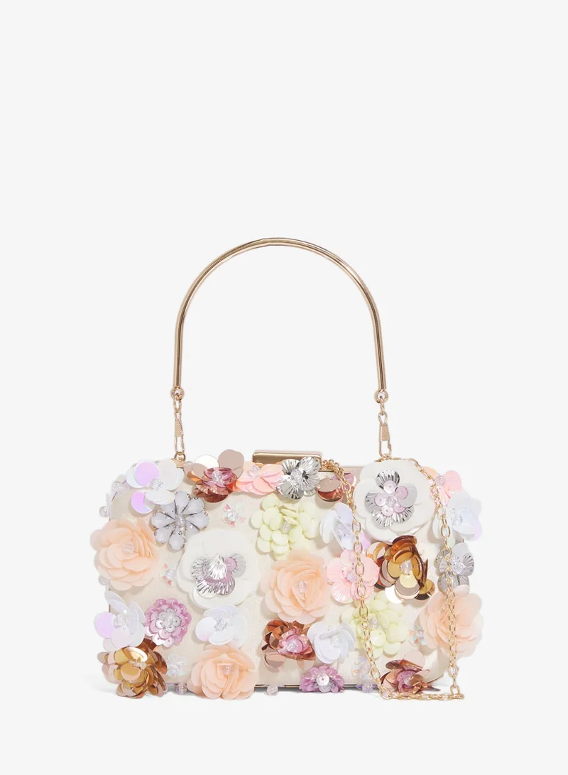 Ella Limited Edition Flower Detailed Embellished Top Handle Bag