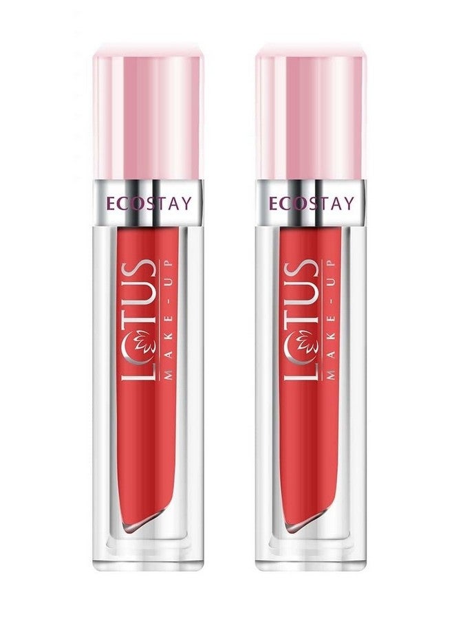 Lotus Makeup Ecostay Matte Lip Lacquer, Matte Finish, 4 g - Scarlet Red x Pack of 2 - Image 1