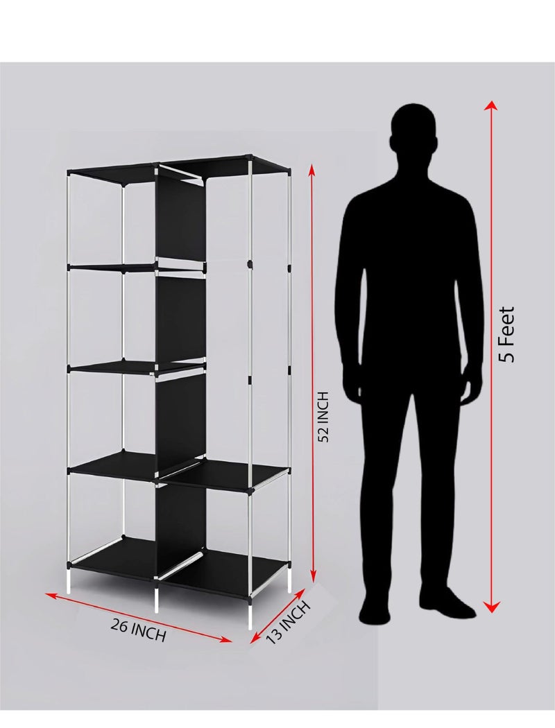 GTC Plastic Brown Collapsible Wardrobe Clothes Almira, 1 Hanging Space, 6 Shelves, 1 Side Pocket (Non-Woven Fabric, 13 x 26 x 61 Inch) 8800-1 - Image 5