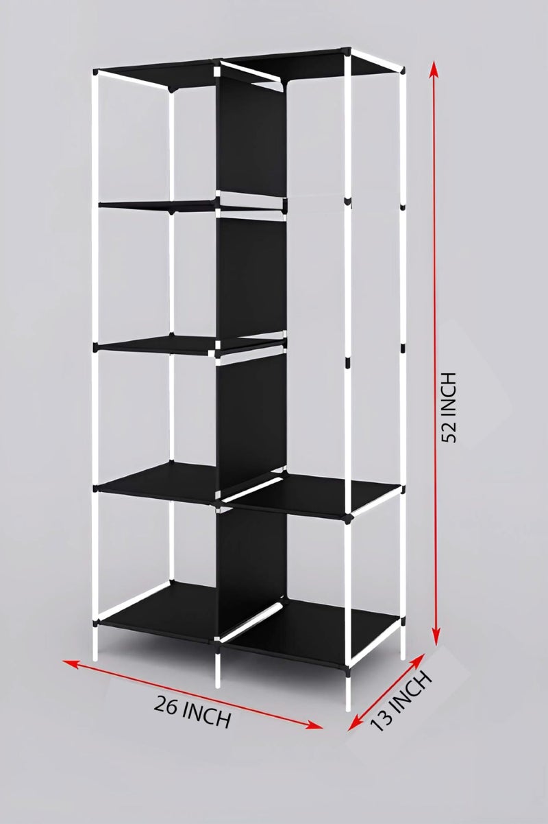 GTC Plastic Brown Collapsible Wardrobe Clothes Almira, 1 Hanging Space, 6 Shelves, 1 Side Pocket (Non-Woven Fabric, 13 x 26 x 61 Inch) 8800-1 - Image 3