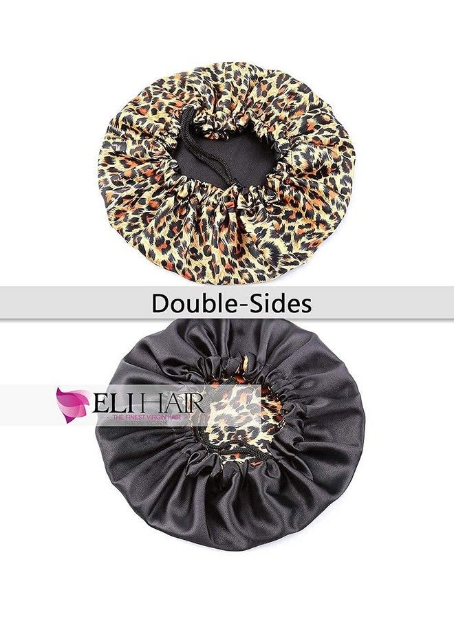 ELIHAIR Kids Satin Bonnets Sleeping Cap For Teens Toddler Child Baby Night Sleep Cap Adjustable Reversible Double Layer Leopard/Black - Image 3