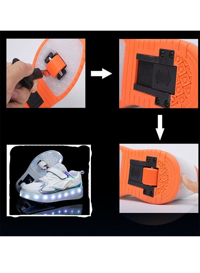 Beauenty LED Flash Light Sneaker Skate Shoes with Wheels USB Charging Roller Skates Shoes for Kids - Image 3