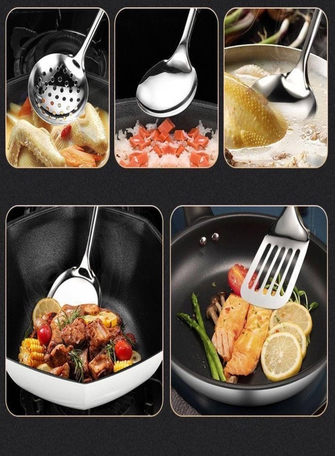 DYAYGPRGP Stainless Steel Cooking Utensils Set, 5 Pcs Stainless Steel Kitchen Utensils Set, Wok Utensils Set Include Wok Ladle, Slotted Spoon, Soup, Wok Spatula and Slotted Spatula - Image 5