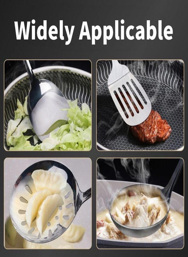 DYAYGPRGP Stainless Steel Cooking Utensils Set, 5 Pcs Stainless Steel Kitchen Utensils Set, Wok Utensils Set Include Wok Ladle, Slotted Spoon, Soup, Wok Spatula and Slotted Spatula - Image 4