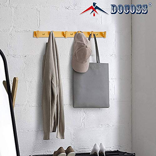 DOCOSS-Exclusive Extra Long 40 cm Gold 6 Pin Metal Bathroom Cloth Hooks Hanger Door Wall Robe Hooks Rail for Hanging Keys,Clothes,Towel (Pack of 1) - Image 4