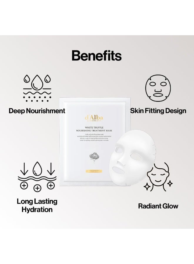 d'alba Piedmont Italian White Truffle Nourishing Mask 5pcs, Vegan Skincare, Nourishing Sheet Mask for Dry and Tired Skin, Deep Hydration, Korean Skin Care - Image 3