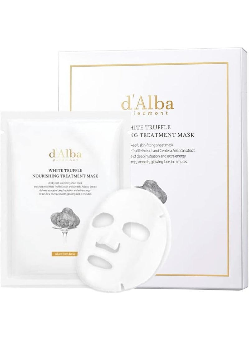 d'alba Piedmont Italian White Truffle Nourishing Mask 5pcs, Vegan Skincare, Nourishing Sheet Mask for Dry and Tired Skin, Deep Hydration, Korean Skin Care - Image 1
