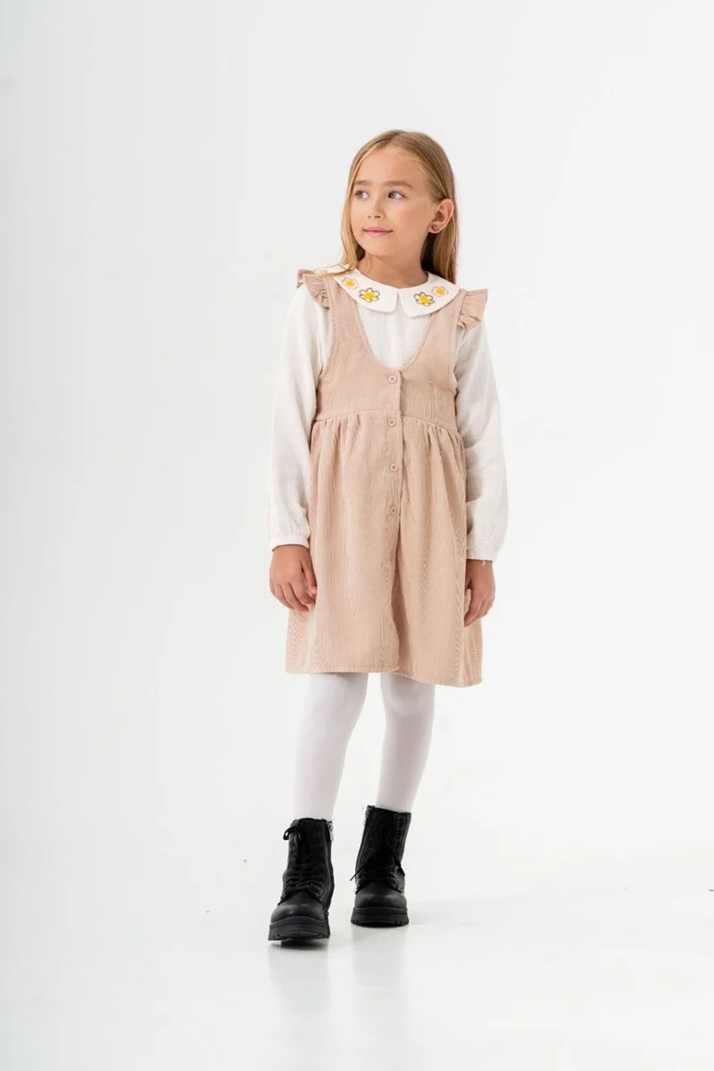 مينيمن جيجيليري My Little One's Ciciler Muslim Shirt and Corduroy Dress Set - Camel