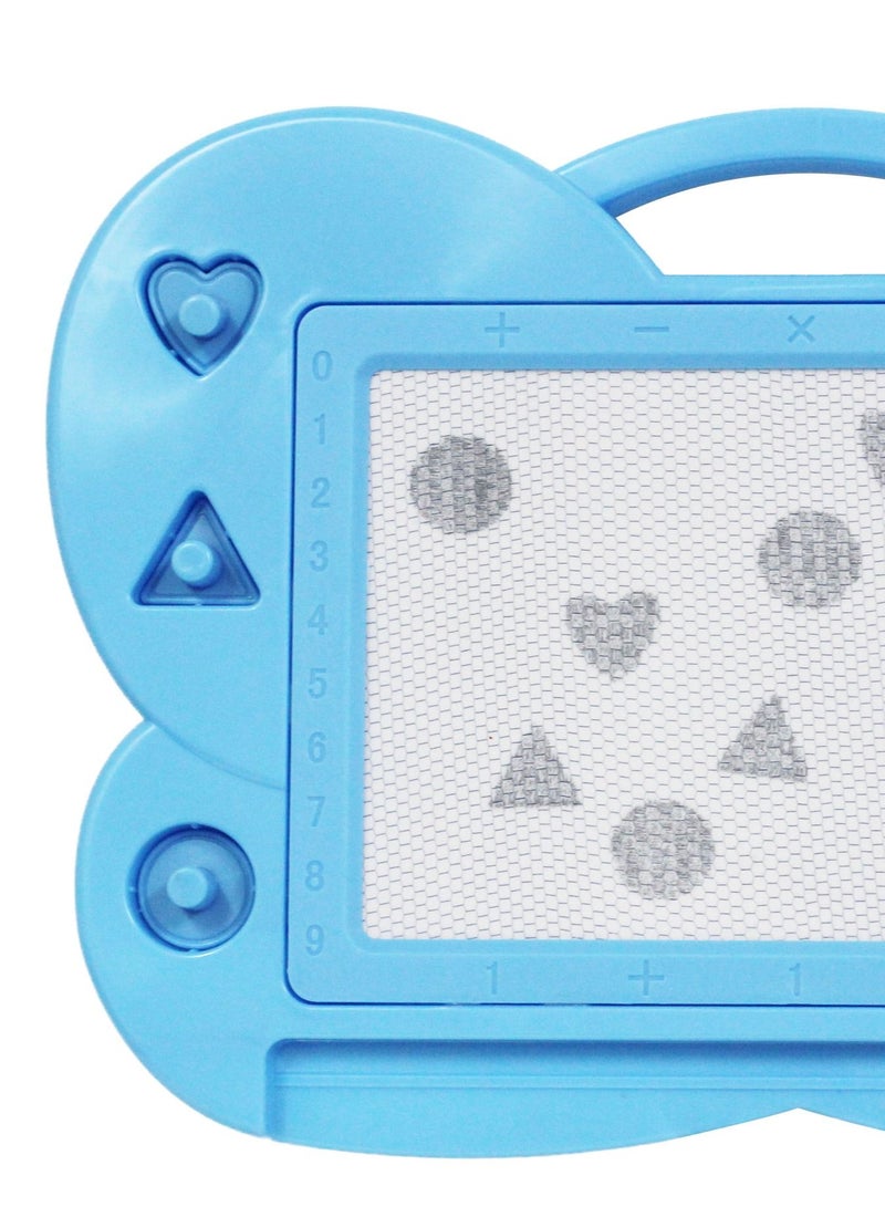 Educational Toy for Baby Kid 1pc Writing Board Drawing Board Doodle Board Writing Painting and Learning Board With 3 Magnet Shapes for Kids 31cm X 21cm Blue Color - Image 2