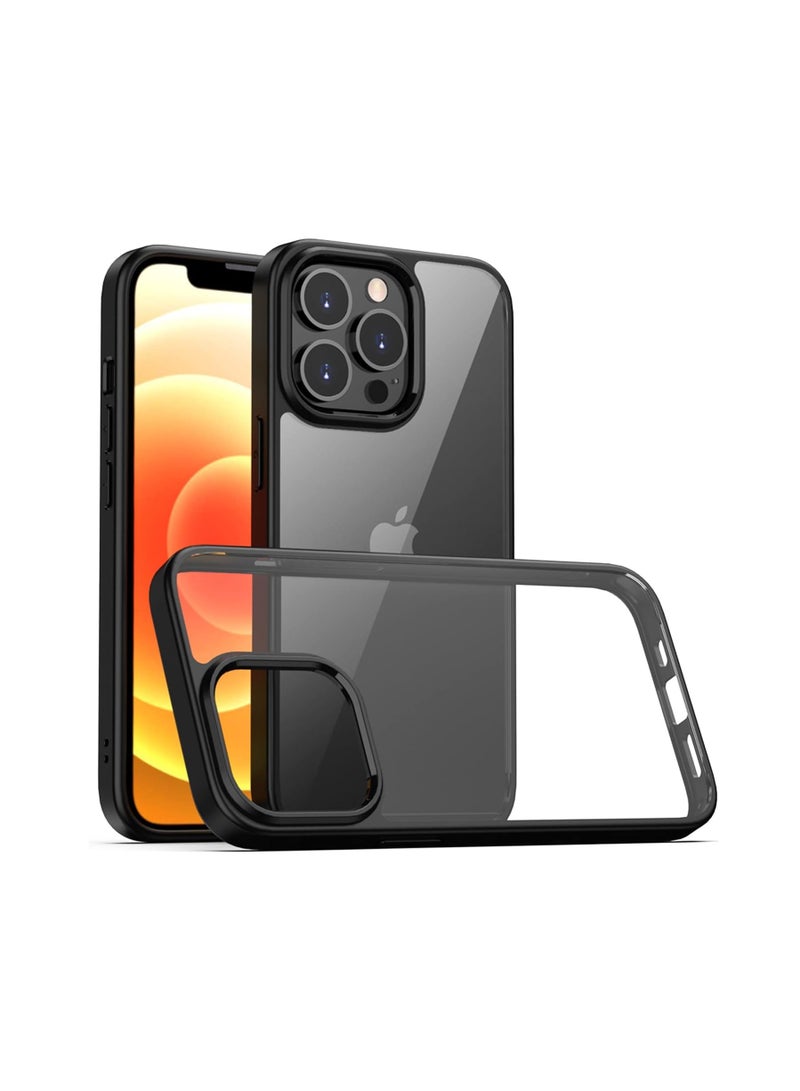 Case Compatible With iPhone 12 Pro Max (6.7 Inch), Clear Case Shockproof Hard PC +Soft Silicone [Not Yellowing] Transparent Protective Slim Case Phone (Black) - Image 1