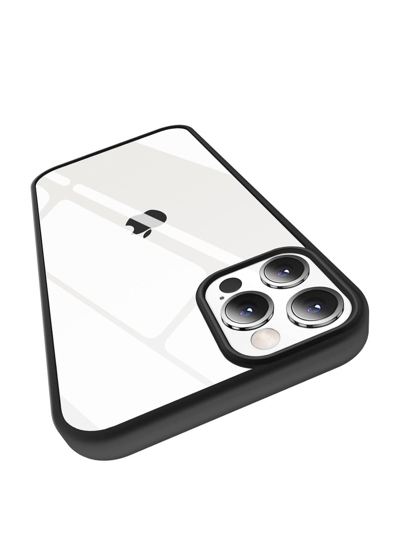 Case Compatible With iPhone 12 Pro Max (6.7 Inch), Clear Case Shockproof Hard PC +Soft Silicone [Not Yellowing] Transparent Protective Slim Case Phone (Black) - Image 2